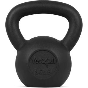 imageYes4All Cast Iron Kettlebell Strength Training Kettlebells 580 Lb 5101520253035404550607080 Lb for Full Body Workout Push up Strength Training  Single amp Kettlebell Set of 2 for MenGBlack 35lbs