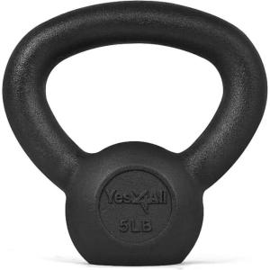 imageYes4All Cast Iron Kettlebell Strength Training Kettlebells 580 Lb 5101520253035404550607080 Lb for Full Body Workout Push up Strength Training  Single amp Kettlebell Set of 2 for MenABlack 5lbs
