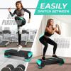 imageYes4All 2in1 Adjustable Aerobic Step Platform Fitness Exercise Stepper with Rocker Balance Board Legs for Home Workout Step Exercise amp Balance TrainingA Neo Green