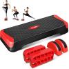 imageYes4All 2in1 Adjustable Aerobic Step Platform Fitness Exercise Stepper with Rocker Balance Board Legs for Home Workout Step Exercise amp Balance TrainingC Red
