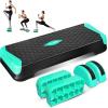 imageYes4All 2in1 Adjustable Aerobic Step Platform Fitness Exercise Stepper with Rocker Balance Board Legs for Home Workout Step Exercise amp Balance TrainingA Neo Green