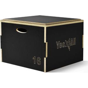 imageYes4All 3 in 1 Wooden Plyo Box Plyometric Box Platform for Jump Training Jump Boxes for Home Gym Exercise and Outdoor WorkoutC Black