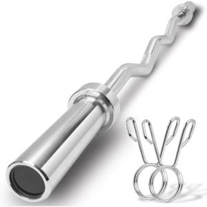 imageYes4All Olympic EZ Curl Barbell 47 Curl Bar 2 Diameter With Spring Collars For Weight TrainingZ 200lbs