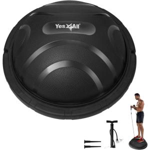 imageYes4All Combo Half Ball Balance Trainer Balance Massager Roller for Yoga Pilates StretchesA1 Black with Hook