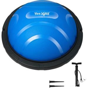 imageYes4All Combo Half Ball Balance Trainer Balance Massager Roller for Yoga Pilates StretchesA2 BlueBlack with Hook