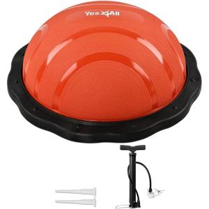 imageYes4All Combo Half Ball Balance Trainer Balance Massager Roller for Yoga Pilates StretchesB RedBlack