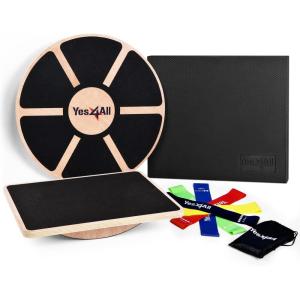 imageYes4All Versatile Wooden Wobble Balance Board Balance Trainer for Mobility Training Standing Desk Core Training Exercise Balance Stability TrainerK Combo Takes Challenge