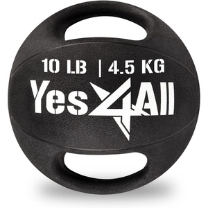 image:imageYes4All Medicine Ball Dual GripExercise Weighted Ball with Handles for Cardio Workout Strength Training and Balance EnhancementB 10 Pounds