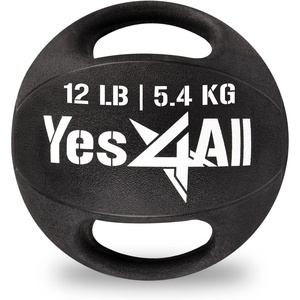 image:imageYes4All Medicine Ball Dual GripExercise Weighted Ball with Handles for Cardio Workout Strength Training and Balance EnhancementC 12 Pounds